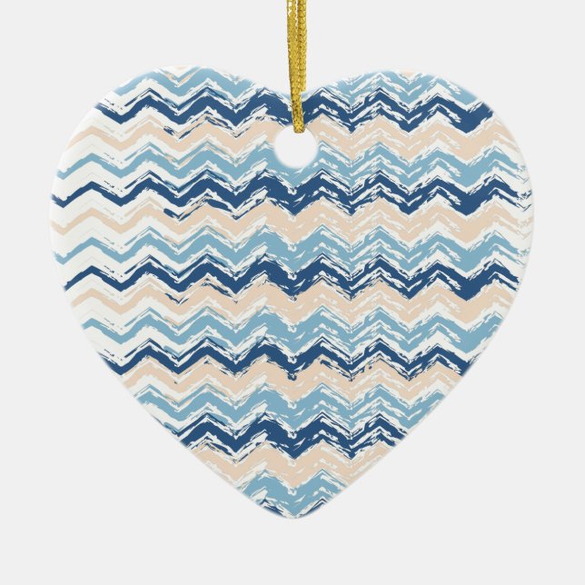Seashore Scribble ZigZag Ceramic Ornament (Front)