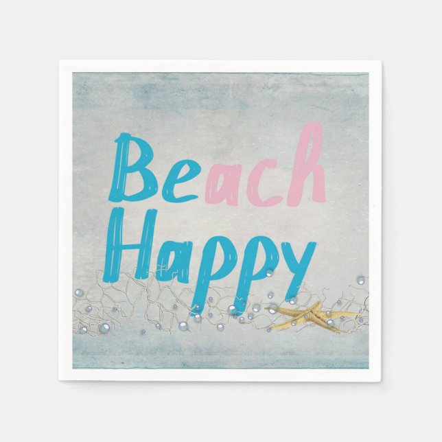 seashore starfish with happy quote napkin (Front)