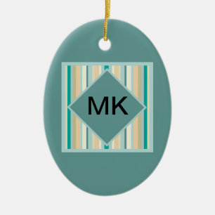 Seashore Stripes Pattern Ceramic Ornament