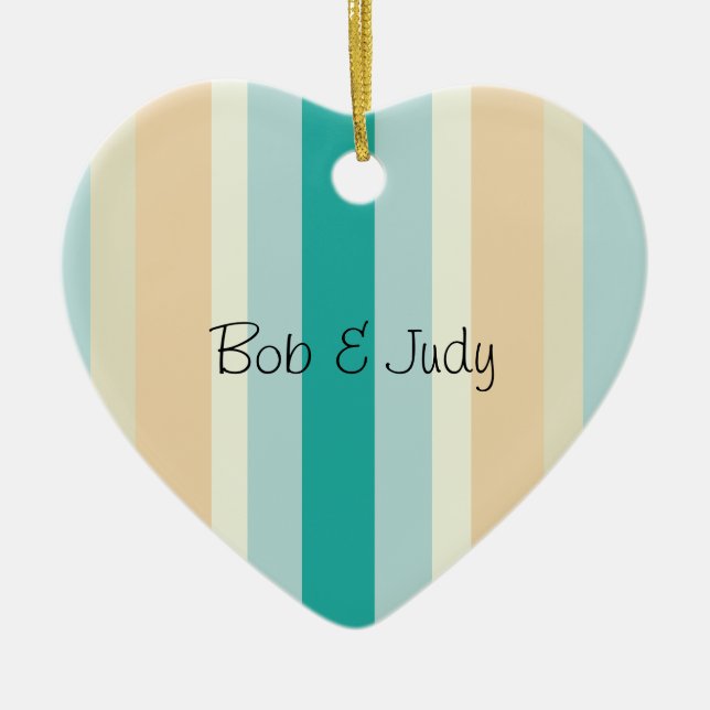 Seashore Stripes Pattern Ceramic Ornament (Front)