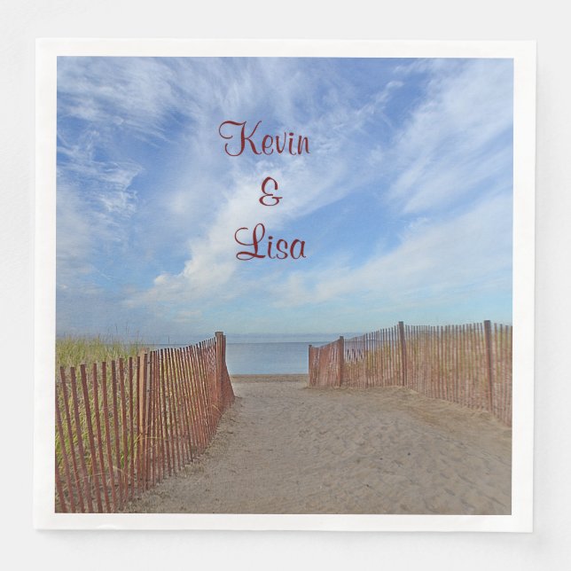 Seashore Theme Wedding Napkin (Front)