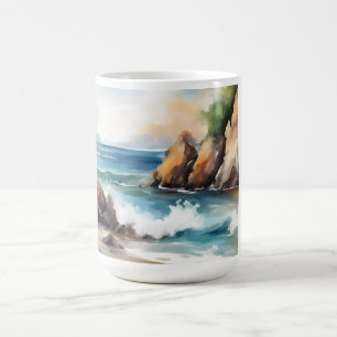 Seashore Watercolor Painting Background Art Design Coffee Mug