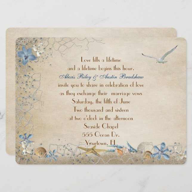 Seashore Wedding Invitation (Front/Back)