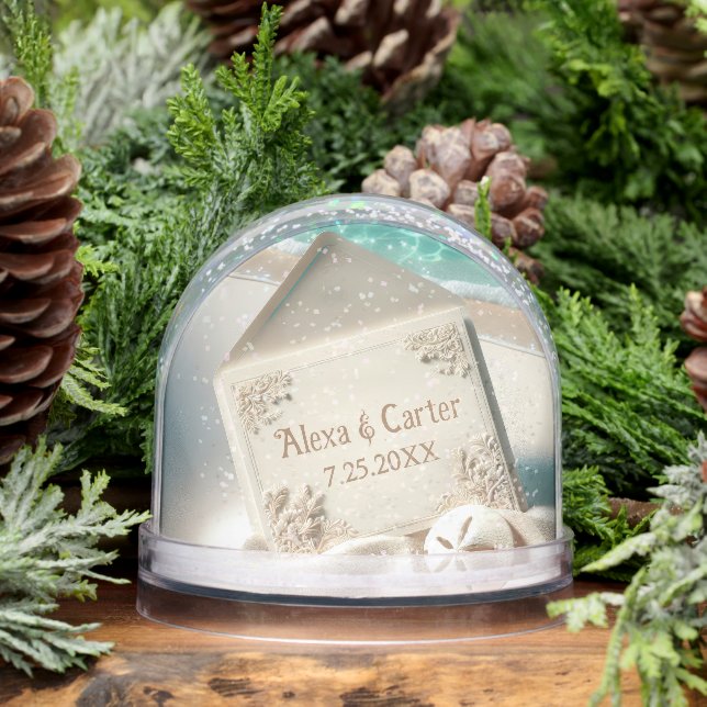 Seashore Wedding Names and Date Snowglobe (Winter)