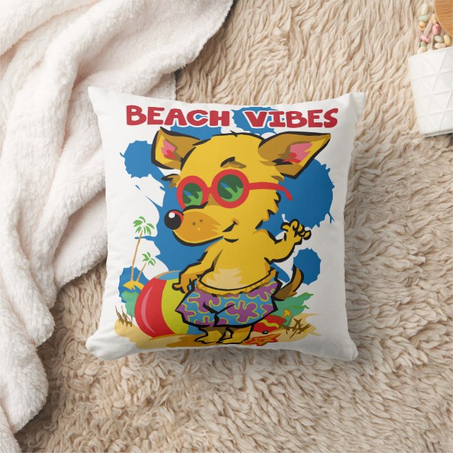 Seaside Adventures: Kids' Summer Beach Throw Pillow (Blanket)