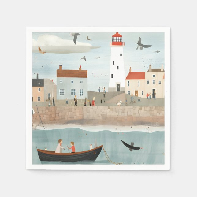Seaside and Lighthouse Napkins (Front)