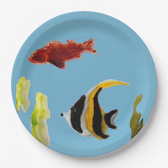 Seaside Aquatic Fish Paper Plate (Front)
