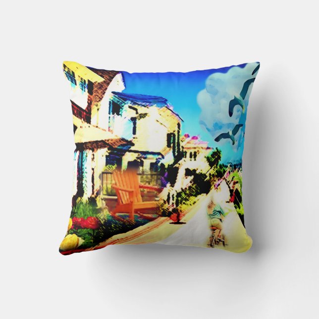 Seaside Bayside Living The Dream Throw Pillow (Back)