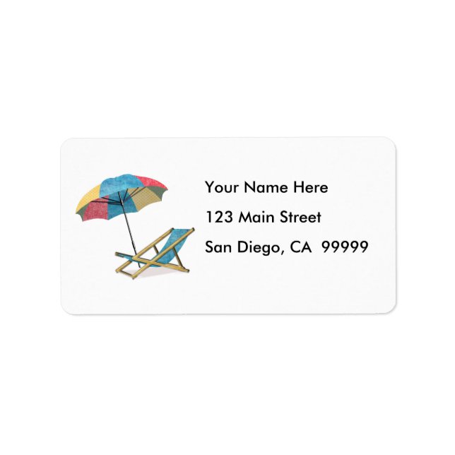 Seaside Beach Chairs & Umbrella Label (Front)
