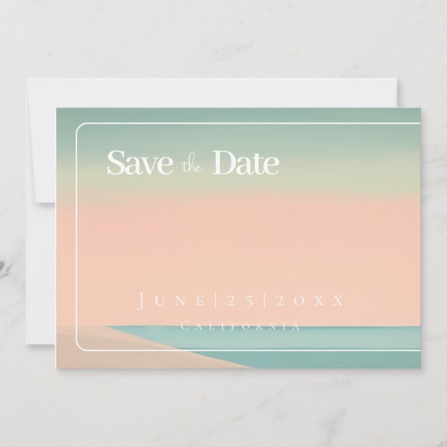 Seaside beach  Flat Save The Date Card (Front)