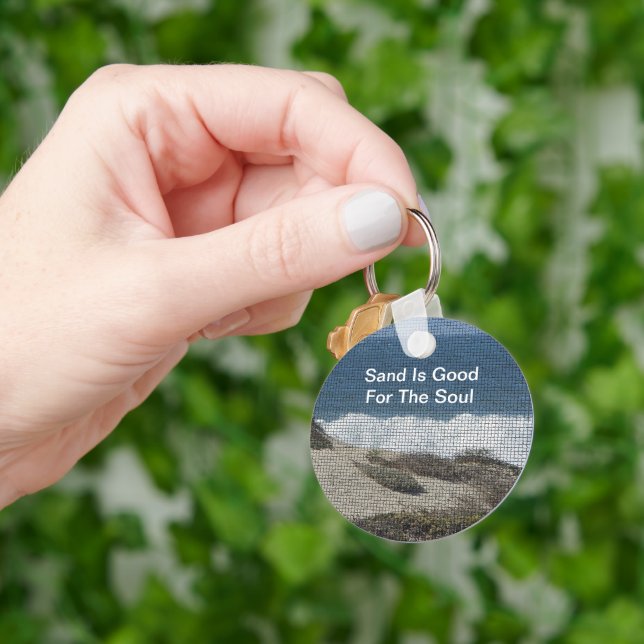 Seaside Beach Landscape Photo Vacation Ocean Waves Keychain (Hand)
