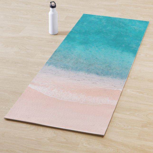Seaside Beach Sand Sea Waves Template Fitness Yoga Mat (In Situ)