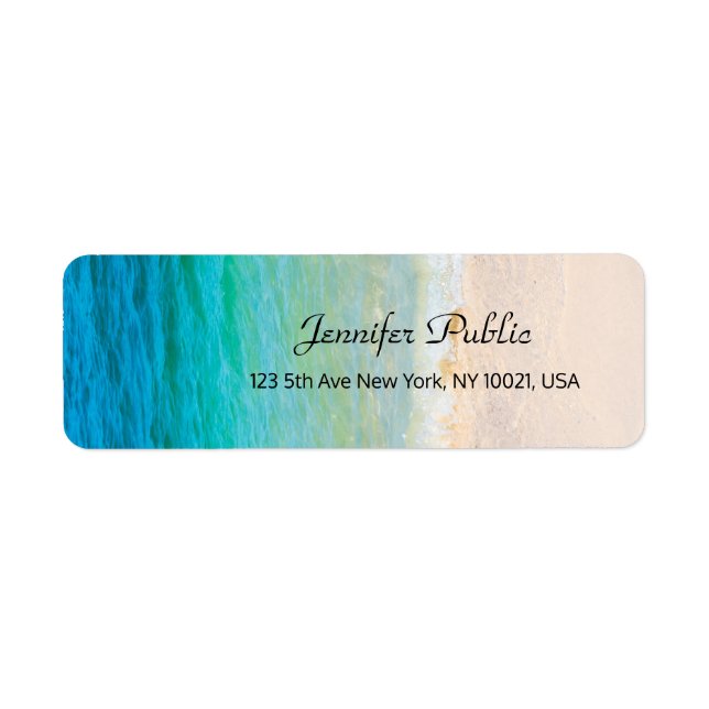 Seaside Beach Waves Sand Custom Handwritten Script (Front)