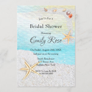 Seaside Beach White Sand Bridal Shower Invitation
