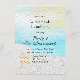 Seaside Beach White Sand Bridesmaids Luncheon Invitation
