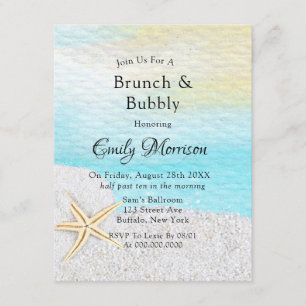 Seaside Beach White Sand Brunch and Bubbly Invitation