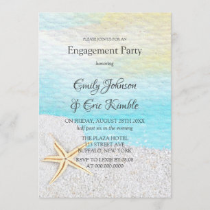 Seaside Beach White Sand Engagement Party Invitation