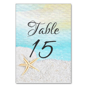 Seaside Beach White Sand Table Number Card