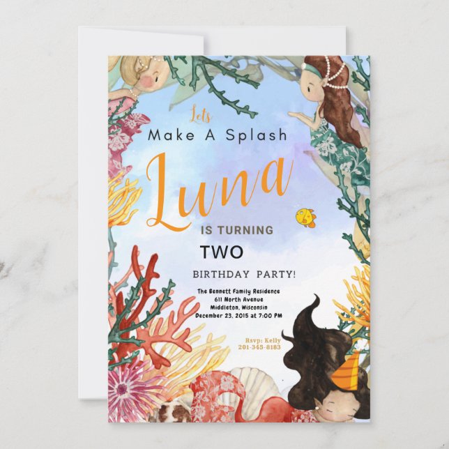 Seaside Birthday Invitation Card (Front)