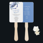 Seaside Blue Crab Wedding Program Fan<br><div class="desc">Keep your guests cool and informed with this wedding program fan assembled, featuring my original watercolor crab artwork in serene shades of blue on a crisp white background. Perfect for New England wedding celebrations, beach wedding ideas, or destination events, this Zazzle program fan combines elegance with coastal charm. The double-sided...</div>