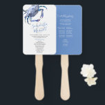 Seaside Blue Crab Wedding Program Fan<br><div class="desc">Keep your guests cool and informed with this wedding program fan assembled, featuring my original watercolor crab artwork in serene shades of blue on a crisp white background. Perfect for New England wedding celebrations, beach wedding ideas, or destination events, this Zazzle program fan combines elegance with coastal charm. The double-sided...</div>