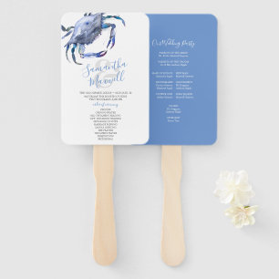 Seaside Blue Crab Wedding Program Fan