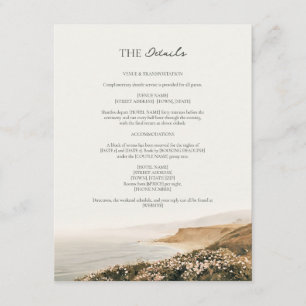 Seaside Bluff Beach Rose Cape Cod Wedding Details  Enclosure Card