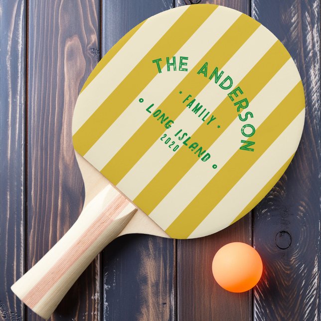 Seaside Burnt Lemon Striping & Family Name Ping Pong Paddle (Creator Uploaded)