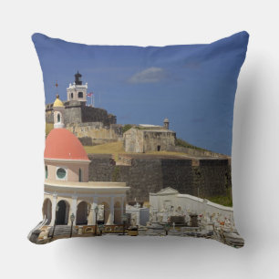 Seaside cemetery of Puerto Rico Throw Pillow