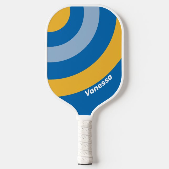 Seaside Circle Stripe with Name Pickleball Paddle (Front)
