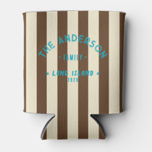 Seaside Clean Forest Brown Striping & Family Name Can Cooler