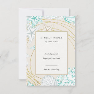 seaside coastal elegant Vertical RSVP Card