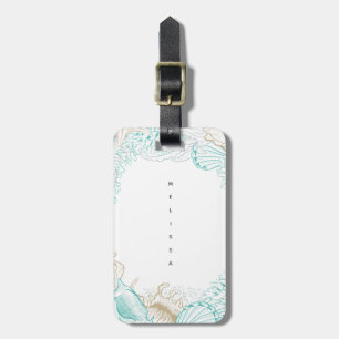 seaside coastal turquoise Monogram Luggage Tag