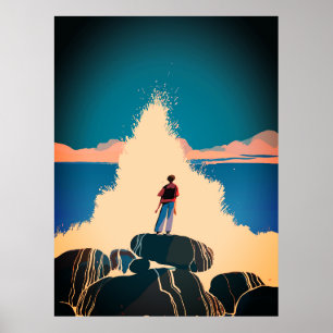 Seaside Courage - Crashing Waves View Poster