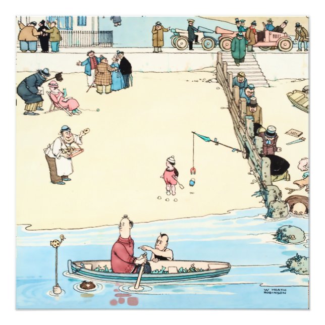 “Seaside Crime” by W Heath Robinson Photo Print (Front)