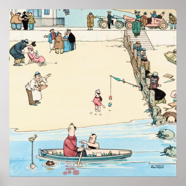 “Seaside Crime” by W Heath Robinson Poster (Front)