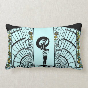 Seaside Deco in Aqua, Teal & Yellow Lumbar Pillow