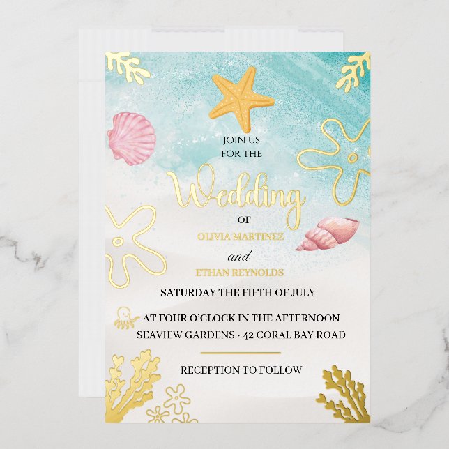 Seaside Elegance Foil Invitation (Envelope)