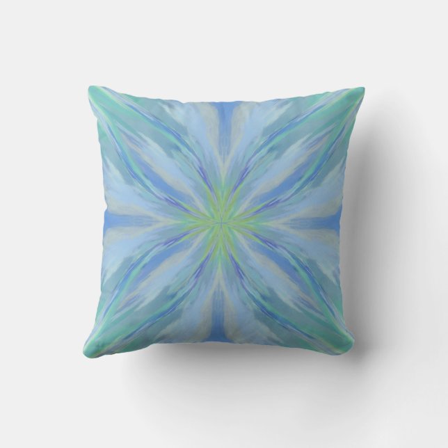 Seaside Floral Watercolor Abstract Pattern  Throw Pillow (Back)