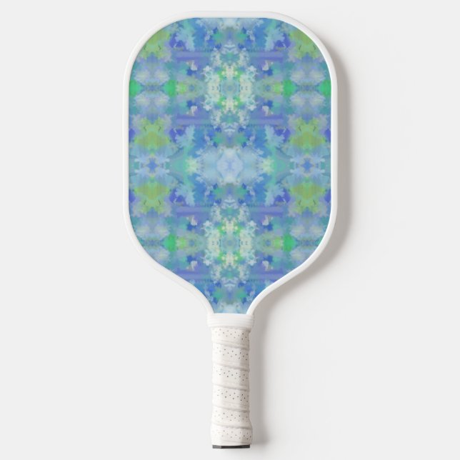 Seaside Floral Watercolor Abstract Repeat Pattern Pickleball Paddle (Front)