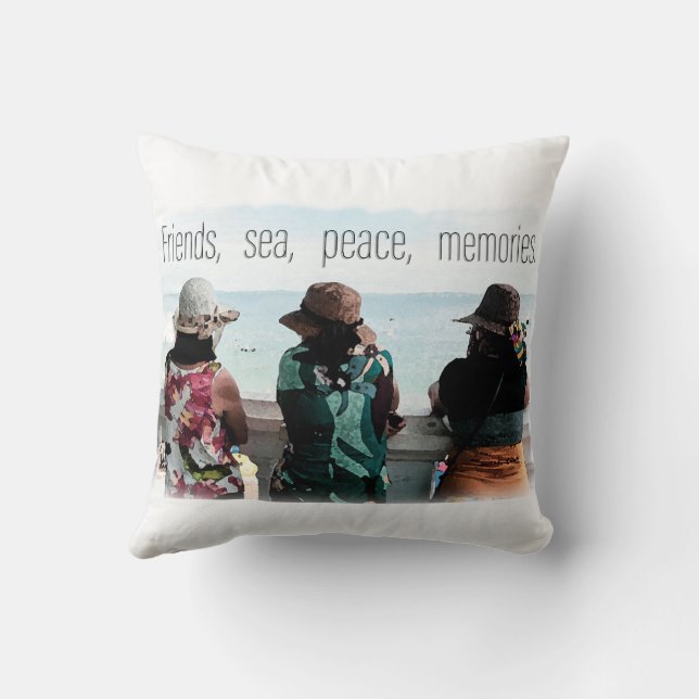Seaside Friendship Memories Throw Pillow (Back)
