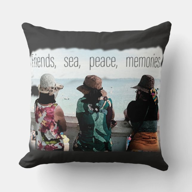 Seaside Friendship Memories Throw Pillow (Front)