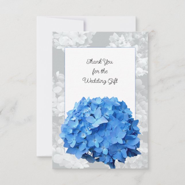 Seaside Garden Blue Hydrangea Flat Thank You Note Card (Front)