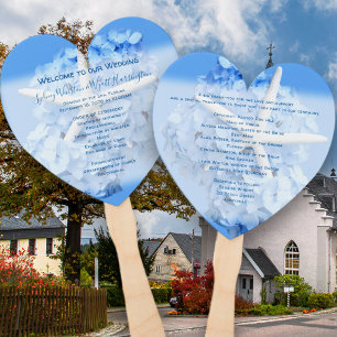 Seaside Garden Heart-Shaped Wedding Fan Program