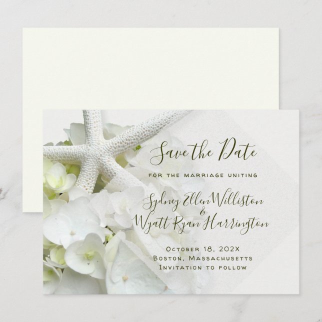Seaside Garden Save the Date Wedding Announcement (Front/Back)