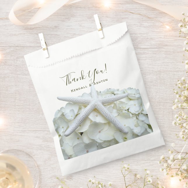 Seaside Garden Starfish Hydrangea Thank You Favour Bag (Clipped)