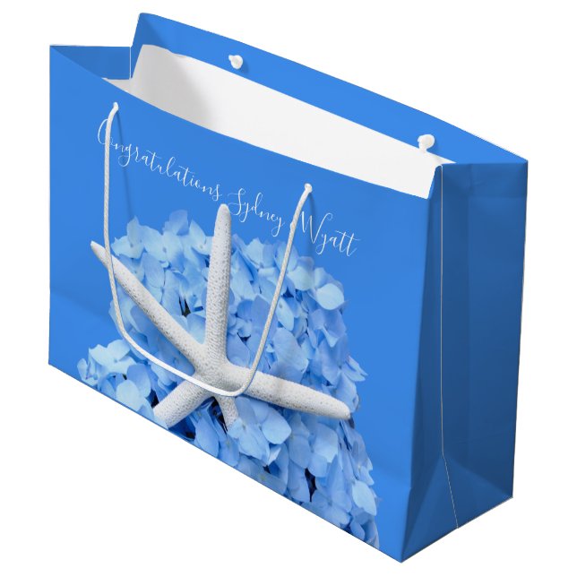 Seaside Garden Starfish Wedding Congratulations Large Gift Bag (Front Angled)