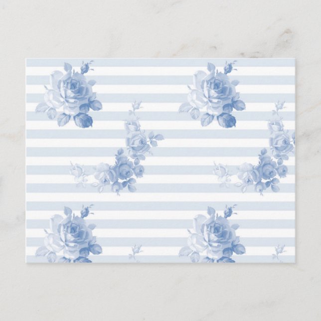 "Seaside Garden Stripe" postcards in blueberry (Front)