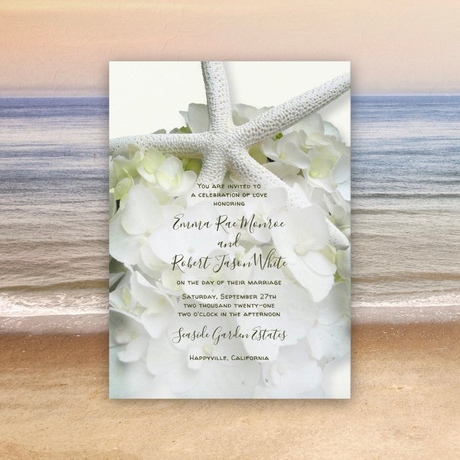 Seaside Garden White Elegant Beach Wedding Invitation (Creator Uploaded)