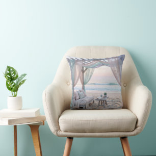 Seaside Gazebo With Couch Throw Pillow